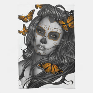 Sugar Skull Girl Tea Towel