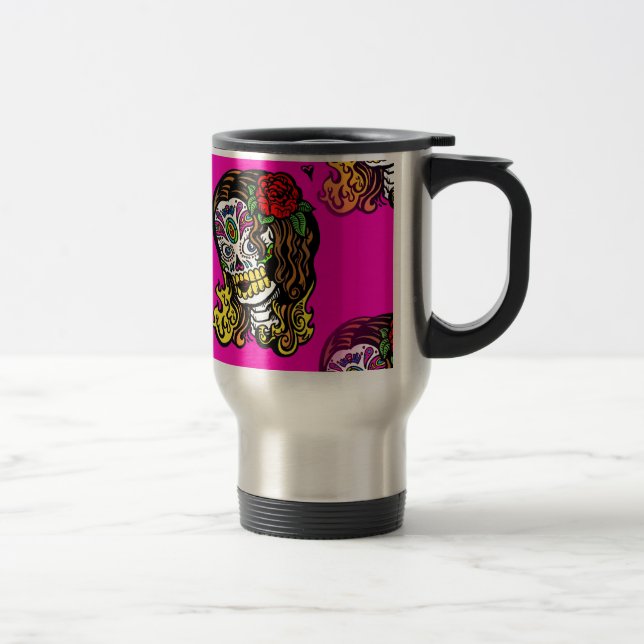 sugar skull girl travel mug (Right)
