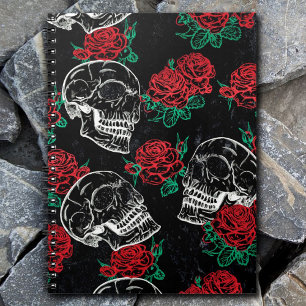 Sugar Skull Glam Modern Red Rose Gothic Grunge Notebook