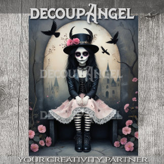 Sugar Skull Gothic Girl Decoupage Tissue Paper