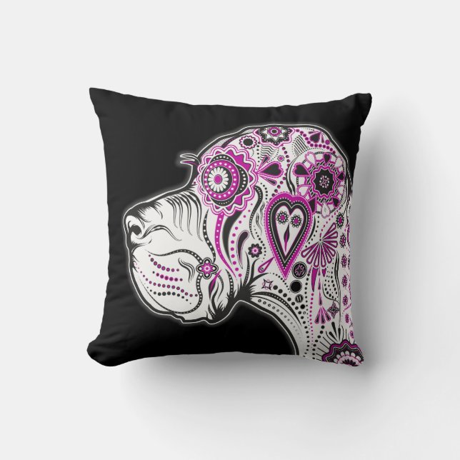 Sugar Skull Great Dane Cushion (Front)