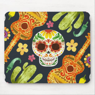 Sugar Skull & Guitars Dia de Muertos   Mousepad