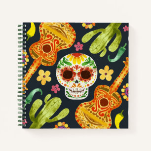 Sugar Skull & Guitars Dia de Muertos Notebook