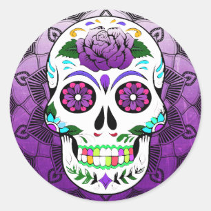 Sugar Skull Halloween Classic Round Sticker