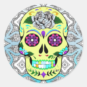 Sugar Skull Halloween Classic Round Sticker
