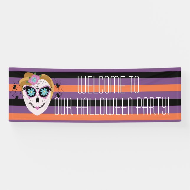 Sugar Skull Halloween Costume Party Banner (Horizontal)