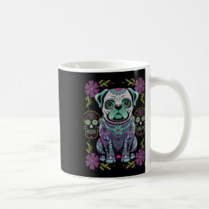Sugar Skull Halloween Day Dead Pug Dia Los Muertos Coffee Mug