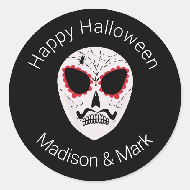 Sugar Skull Halloween Favour Classic Round Sticker (Front)