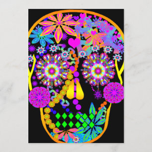 Sugar Skull   Hawaiian Tiki Invitation