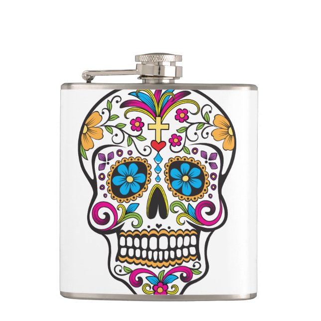 Sugar Skull Hip Flask (Front)