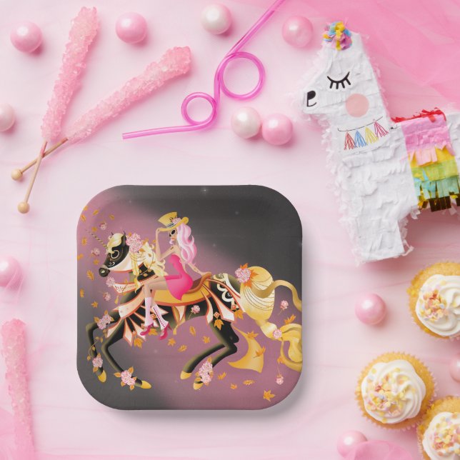Sugar Skull Horse & Lady  Paper Plate (Party)