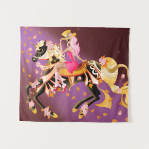 Sugar Skull Horse & Lady Tapestry