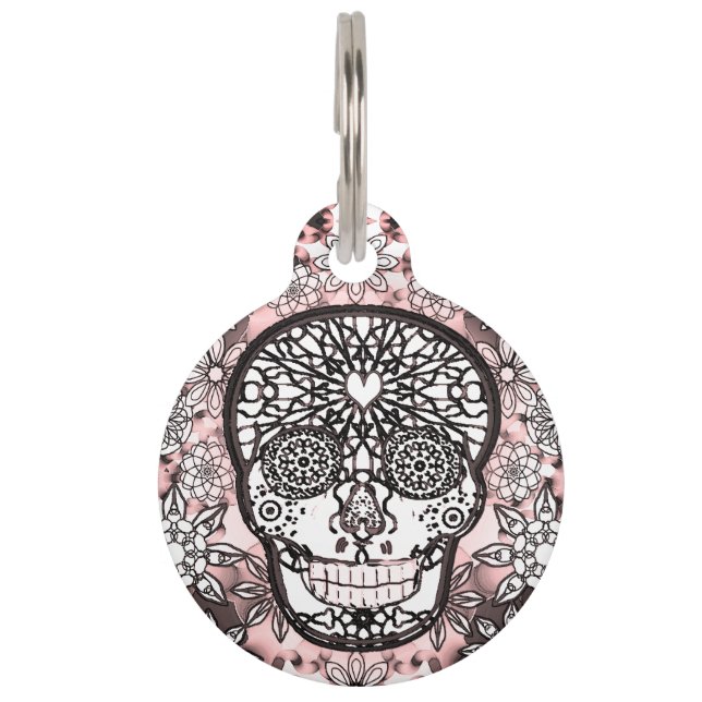 Sugar Skull in Pink Pet Tag (Back)