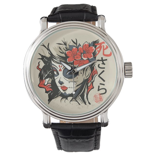 Sugar Skull Japanese Art Watch (Front)