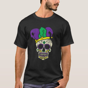 Sugar Skull Jester Hat Funny Mardi Gras Carnival M T-Shirt