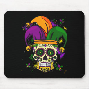 Sugar Skull Jester Hat Mardi Gras Fat Tuesday Carn Mouse Mat