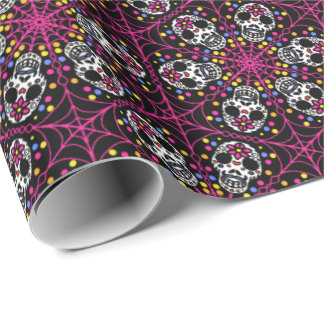 Sugar skull kaleidoscope Halloween gift wrap