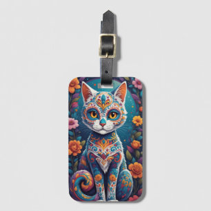 Sugar Skull Kitty Luggage Tag