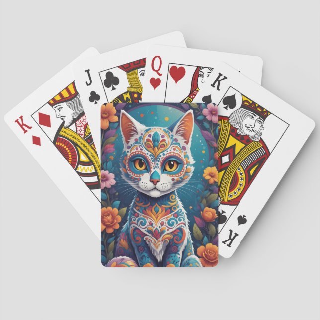 Sugar Skull Kitty Playing Cards (Back)
