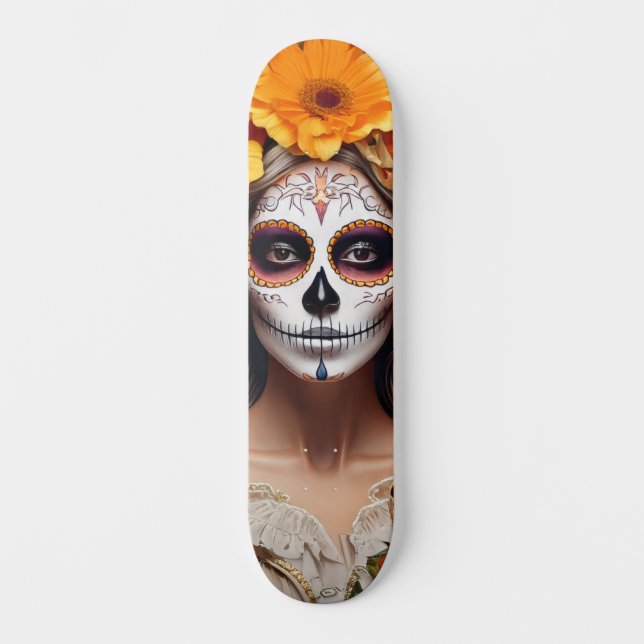 Sugar Skull Lady Skateboard (Front)