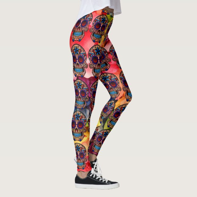 Sugar Skull Leggings Colourful Fiesta Pants (Right)