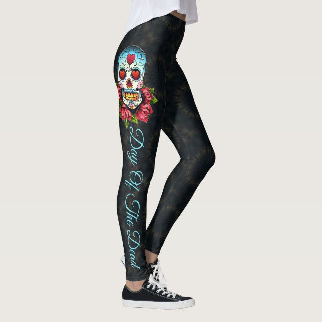 Sugar Skull LEGGINGS Day of the Dead Yoga Pants (Right)