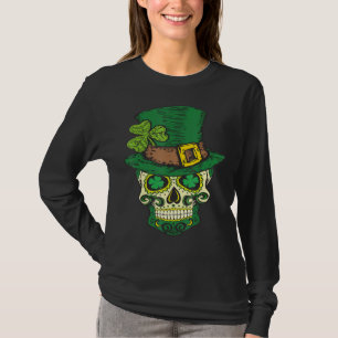 Sugar Skull Leprechaun Hat St Patricks Day of Dead T-Shirt