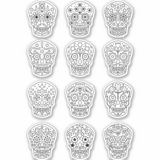 Sugar Skull Line Art Drawing (Front)