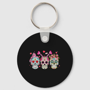 Sugar Skull Lovers Valentine's Day Couple Matching Key Ring