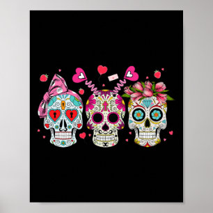 Sugar Skull Lovers Valentine's Day Couple Matching Poster