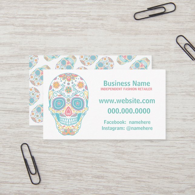 Sugar Skull Lula Fashion Retailer Business Card (Front/Back In Situ)