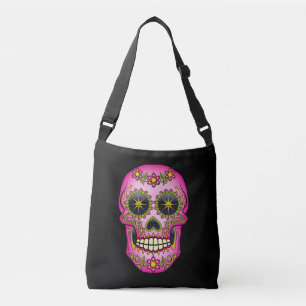Sugar Skull Magenta Floral Crossbody Bag