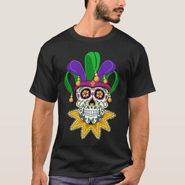 Sugar Skull Mardi Gras Carnival New Orleans Men Pa T-Shirt (Front)