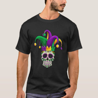 Sugar Skull Mardi Gras , Jester Costume Men Women T-Shirt