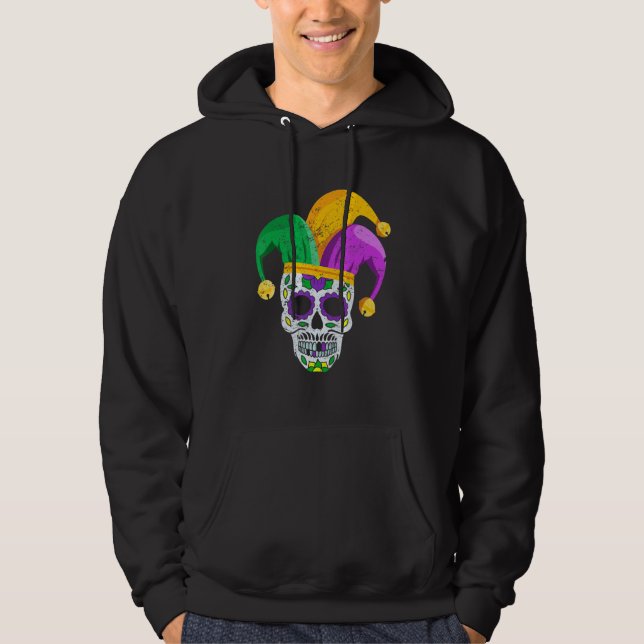 Sugar Skull Mardi Gras Party Apparel  Men Women Ki Hoodie (Front)