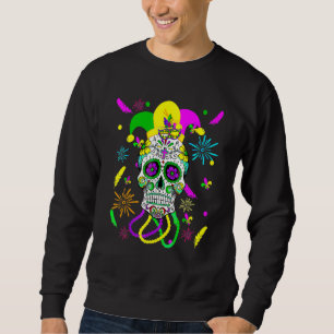 Sugar Skull Mask Hat Carnival Funny Mardi Gras 202 Sweatshirt