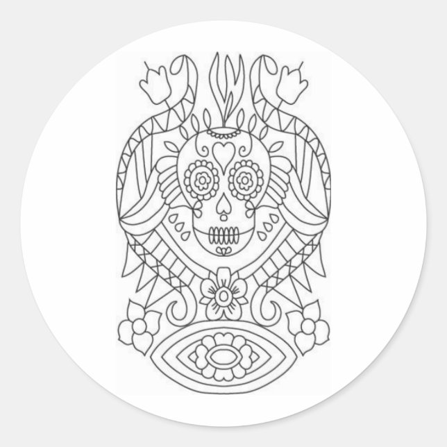 Sugar Skull Matte Colour Yourself Stickers (Front)