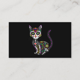 Sugar Skull Mexican Cat Halloween Day Of The Dead Business Card