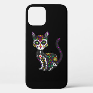 Sugar Skull Mexican Cat Halloween Day Of The Dead iPhone 12 Case