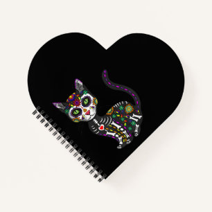 Sugar Skull Mexican Cat Halloween Day Of The Dead Notebook