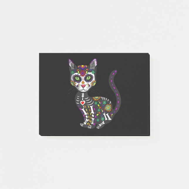 Sugar Skull Mexican Cat Halloween Day Of The Dead Post-it Notes (Front)