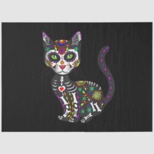 Sugar Skull Mexican Cat Halloween Day Of The Dead Tissue Paper