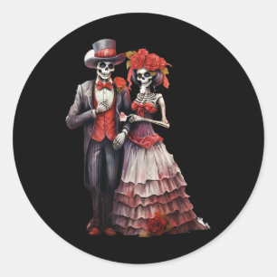 Sugar Skull Mexican Catrina Cinco De Mayo Dia De L Classic Round Sticker