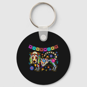 Sugar Skull Mexican Dachshund Bone Halloween Day O Key Ring