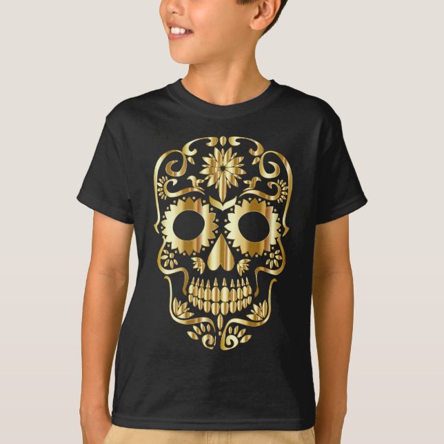 Sugar Skull Mexican Day of the Dead Cultural Art T-Shirt (Front)
