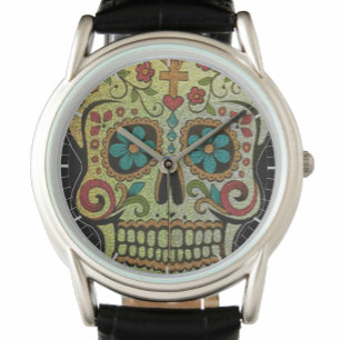 Sugar Skull Mexican Day of the Dead Illustrated Watch