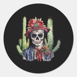 Sugar Skull Mexican Flag Cinco De Mayo Dia De Los Classic Round Sticker