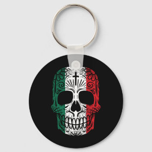 Sugar Skull Mexican Flag Cinco De Mayo Dia De Los Key Ring