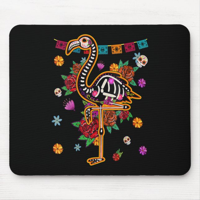 Sugar Skull Mexican Flamingo Bone Halloween Day Of Mouse Mat (Front)