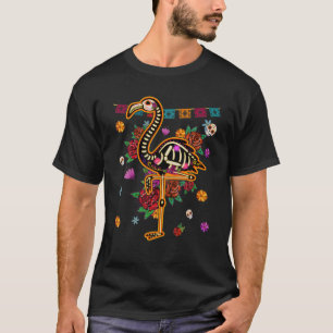 Sugar Skull Mexican Flamingo Bone Halloween Day Of T-Shirt